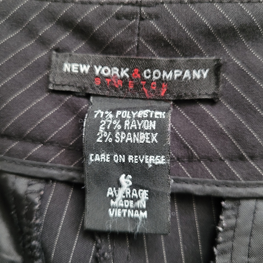 NY & Co Stretch Black Trouser Dress Pants with Gray Stripe 6 - Picture 8 of 9